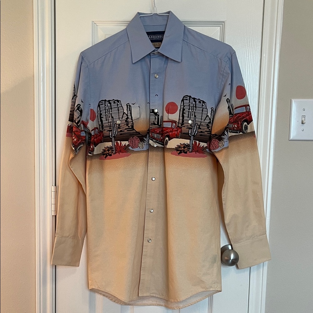 Panhandle Truck Border Western Snap Button Shirt - Picture 2 of 12